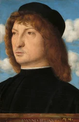 Portrett av en venetiansk gentleman, ca. 1500 (olje på panel overført til panel)